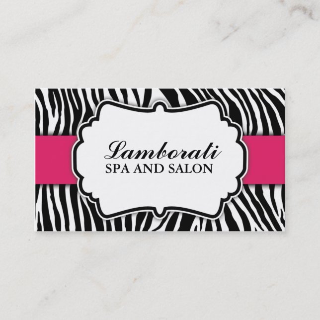 Zebra-Druck-Mode-Pink-elegantes modernes nobles Visitenkarte (Vorderseite)
