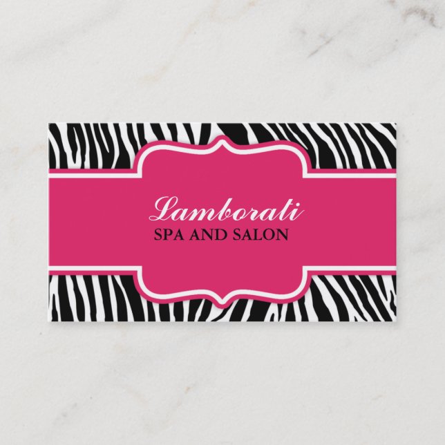 Zebra-Druck-Mode-Pink-elegantes modernes nobles Visitenkarte (Vorderseite)