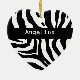 Zebra-Druck-personalisierte Namensverzierung Keramikornament