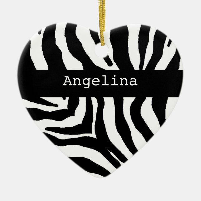 Zebra-Druck-personalisierte Namensverzierung Keramikornament (Vorne)