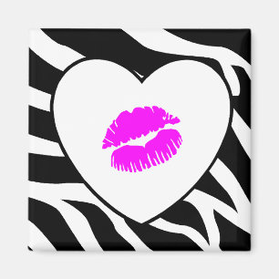 Zebra-Druck-Rosa-Kuss Magnet