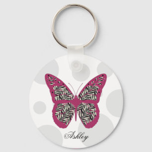 Zebra-Druck-Schmetterling Schlüsselanhänger