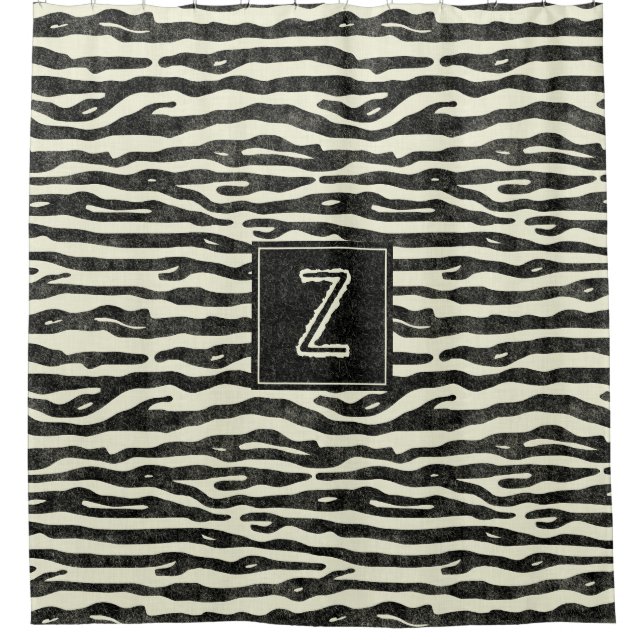 Zebra-Druck-Schwarz-gestreiftes Duschvorhang (Vorderseite)
