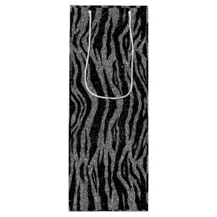 Zebra Druck Schwarz und Grau Silber Geschenktüte Für Weinflaschen