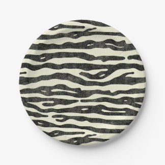 Zebra-Druck-Schwarzes Ecru gestreiftes Pappteller