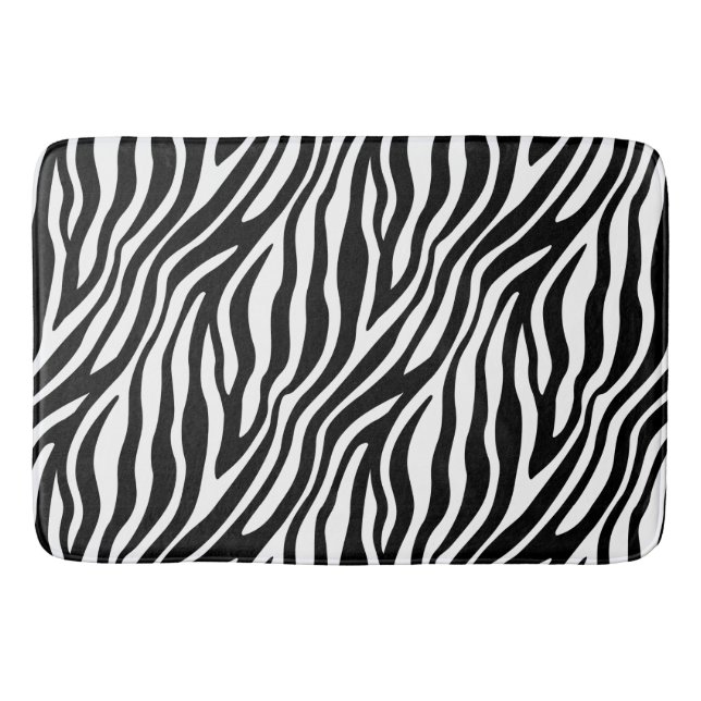 Zebra-Druck-Schwarzweiss-Streifen-Muster Badematte (Vorderseite)