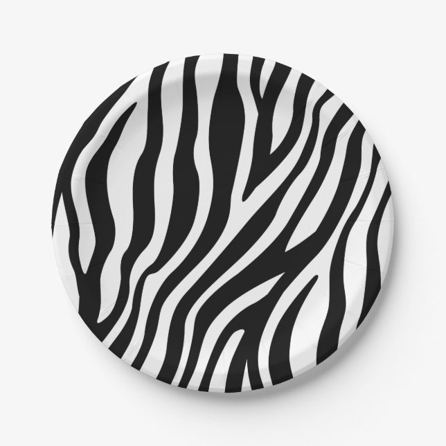 Zebra-Druck-Schwarzweiss-Streifen-Muster Pappteller (Vorderseite)