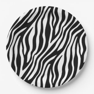 Zebra-Druck-Schwarzweiss-Streifen-Muster Pappteller