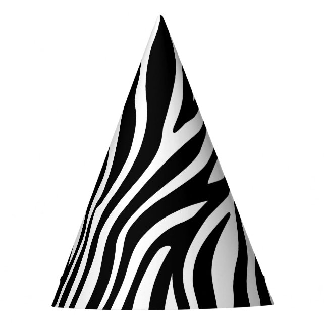 Zebra-Druck-Schwarzweiss-Streifen-Muster Partyhütchen (Vorderseite)