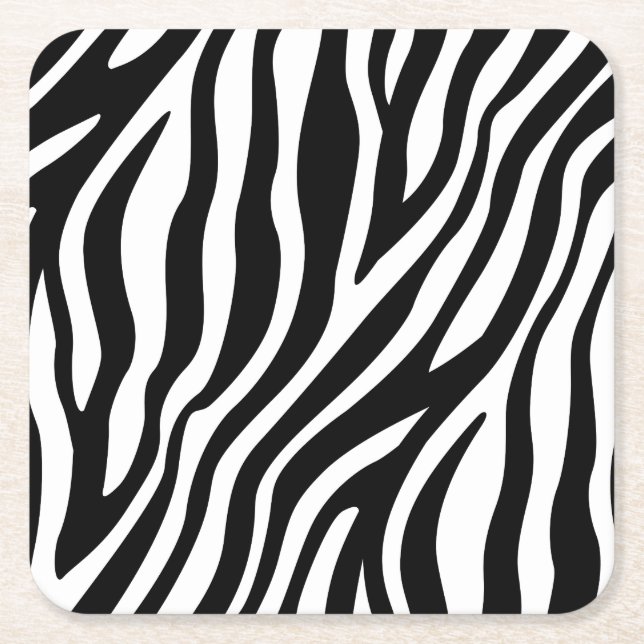 Zebra-Druck-Schwarzweiss-Streifen-Muster Rechteckiger Pappuntersetzer (Vorderseite)