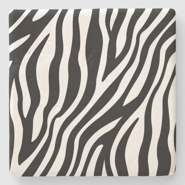 Zebra-Druck-Schwarzweiss-Streifen-Muster Steinuntersetzer (Vorderseite)