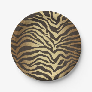 Zebra Druck Tierhaut Elegant Modern Glamour Gold Pappteller
