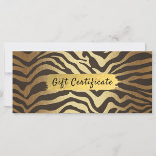 Zebra-Druck-Tierhaut Goldfolie-Geschenkgutschein