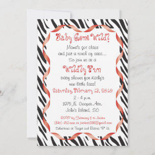 Zebra-Druck u. rote Band-Babyparty-Einladung Einladung