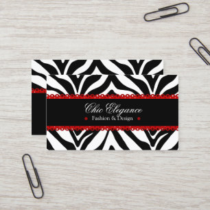 Zebra-Druck u. rote Spitze elegant Visitenkarte