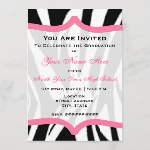 Zebra-Druck und rosa Klasse von Abschluss 2011 Einladung