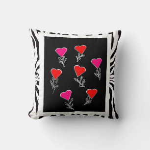 Zebra drucken und farbenfrohe Herzen Kissen