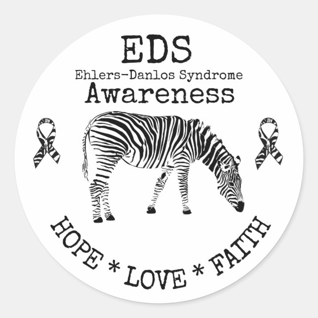 Zebra Ehlers-Danlos Syndrom EDS Sticker (Vorderseite)