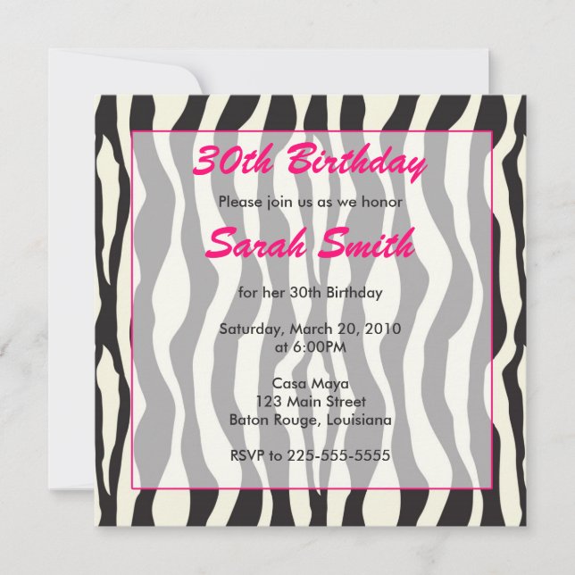 Zebra Einladung (Vorderseite)