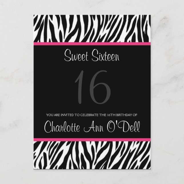 Zebra, Einladung zum Geburtstag (Vorderseite)