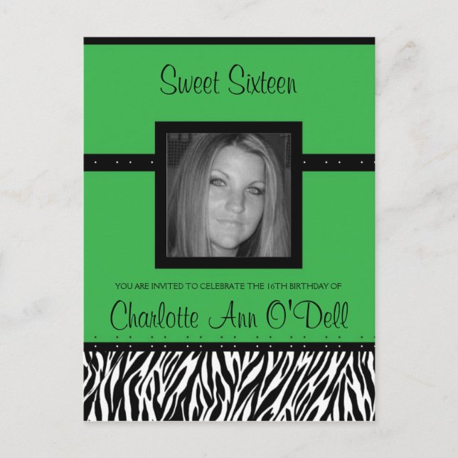 Zebra, Einladung zum Geburtstag (Vorderseite)