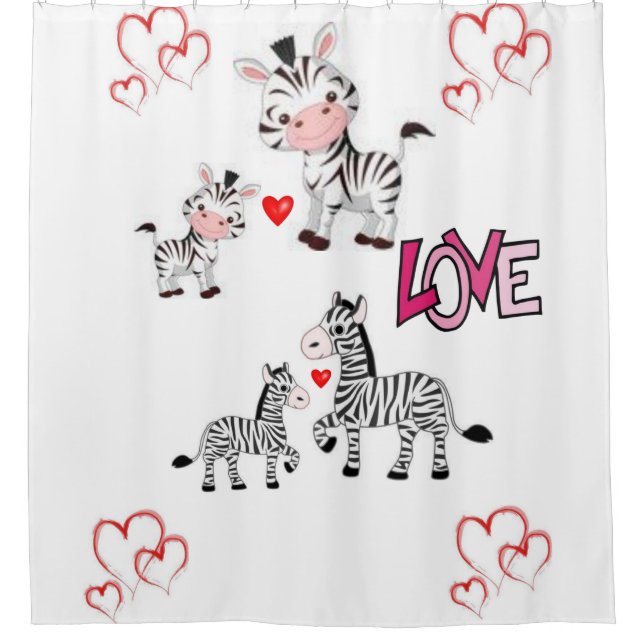 Zebra enfant valentine's rideau de douche blanc (Devant)