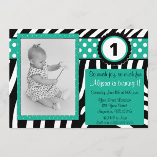Zebra et Turquoise Invitation d'anniversaire TOUT 