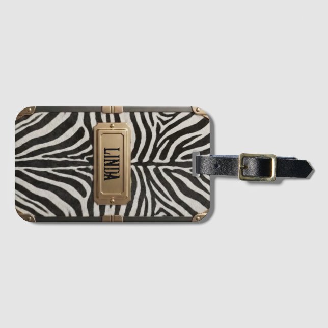 Zebra-Etuikette Gepäckanhänger (Vorderseite (Horizontal))