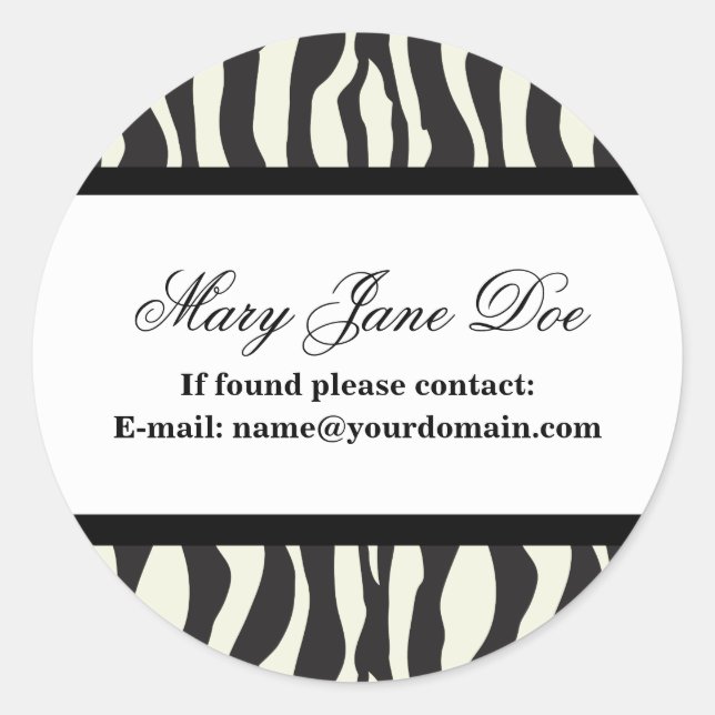 Zebra Ex Libris Personalisiert Library Labels Runder Aufkleber (Vorderseite)