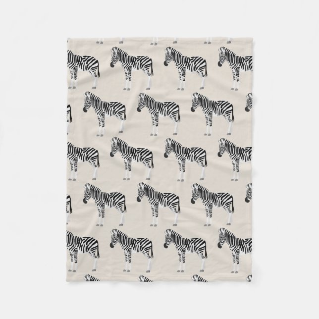 Zebra Exotic Animal Muster Beige Fleecedecke (Vorderseite)