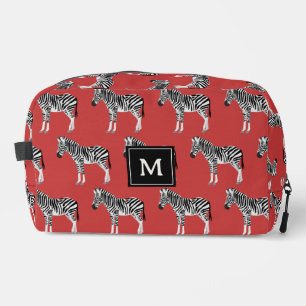 Zebra Exotic Animal Muster Deep Red Monogram Waschbeutel