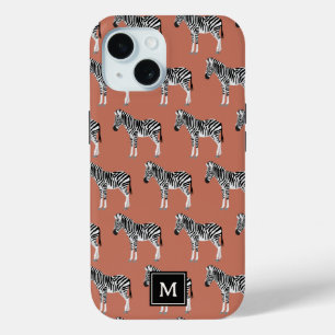 Zebra Exotic Animal Muster Terracotta Monogram Case-Mate iPhone Hülle