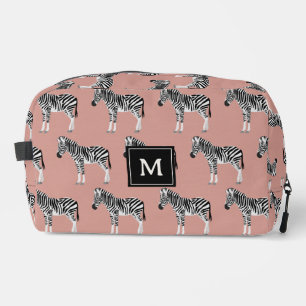 Zebra Exotic Animal Pattern Blush Pink Monogramm Waschbeutel
