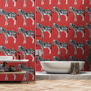 Zebra Exotic Animal Pattern Deep Red Tapete