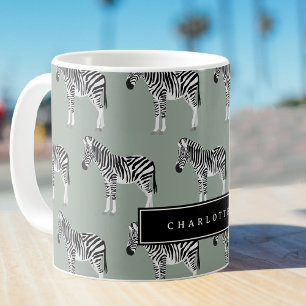 Zebra Exotic Animal Pattern Sage Green Kaffeetasse