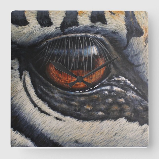 Zebra Eye Wall Clock Quadratische Wanduhr (Vorderseite)