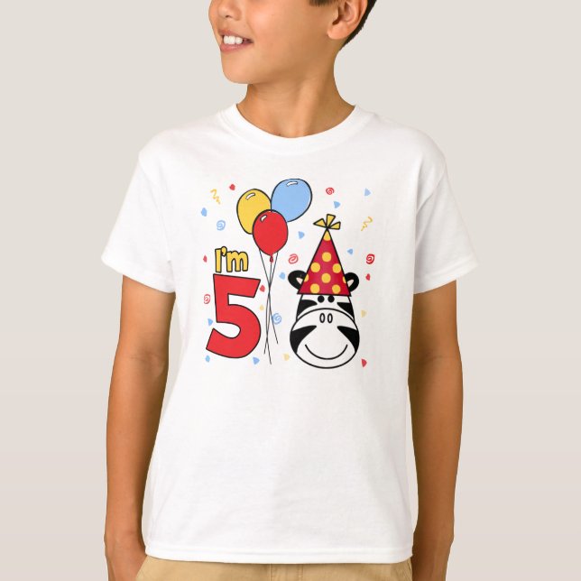 Zebra Face 5. Geburtstag T-Shirt (Vorderseite)