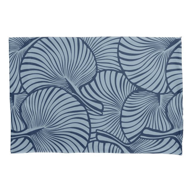 Zebra Fan Palm Hawaiian Tropical Navy Reversible Kissenbezug (Vorderseite)