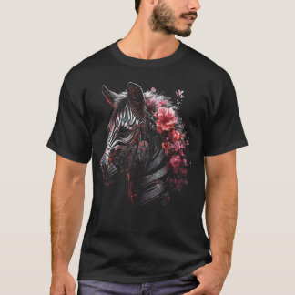 Zebra Fantasy Blume Artwork Animal Motif Zebra 2 T-Shirt