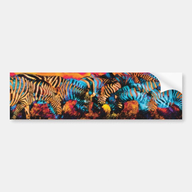 Zebra färbt Kunst Autoaufkleber (Vorne)