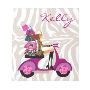 Zebra Fashion Purse Scooter-Girl Notizblock