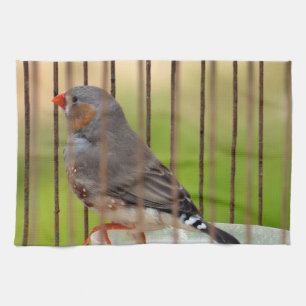 Zebra Finch Bird in Cage Handtuch