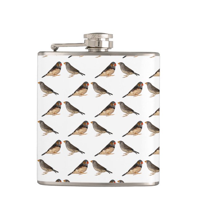 Zebra Finch Frenzy Hip Flask (Farbe auswählen) Flachmann (Vorderseite)