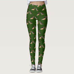 Zebra Finch Frenzy Leggings (Dunkelgrün)