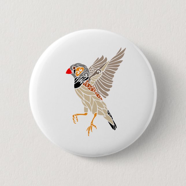 Zebra-Finch-Tätowierdesign Button (Vorderseite)