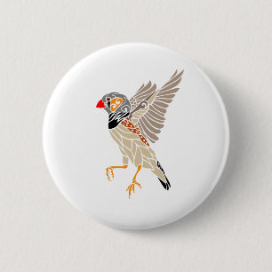 Zebra-Finch-Tribal-Tätowierungsdesign Button