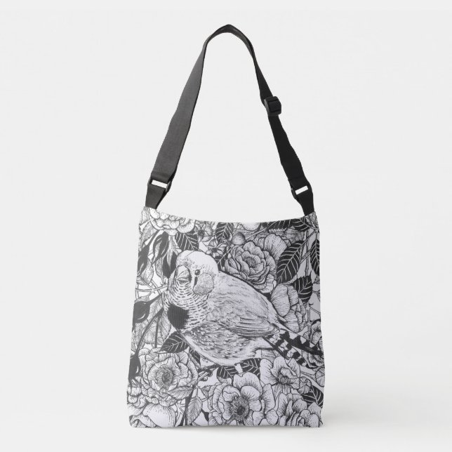 Zebra-Finch und Rose-Buschtinte zeichnend Tragetaschen Mit Langen Trägern (Vorderseite)