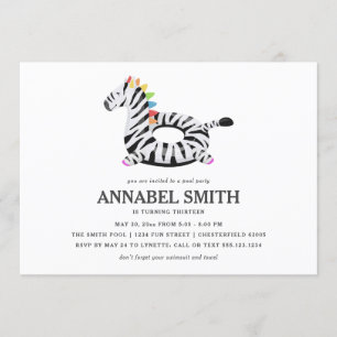 Zebra Float Birthday Pool Party Einladung
