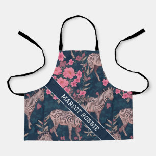 Zebra Floral Personalisiertes Muster Schürze