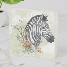 Zebra Floral Wood Box Sign